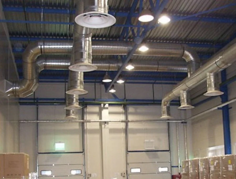 монтаж систем вентиляции на складе